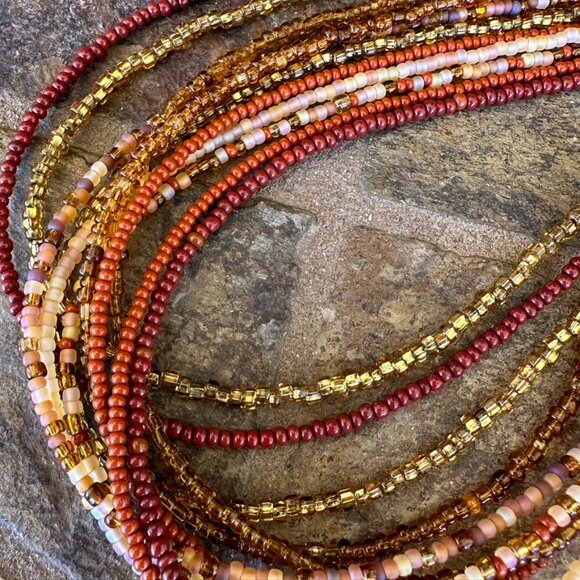 NEW - Hand Crafted Necklace & Coordinating Dangle Earrings - Earth Tone Beads - Picture 6 of 11